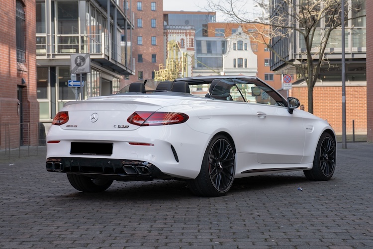 back view from Mercedes C63s AMG Convertible in Düsseldorf