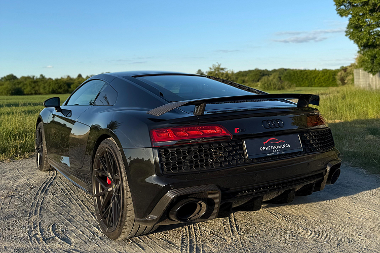 Back side view Audi R8 V10 Pervormance Coupe in Frankfurt