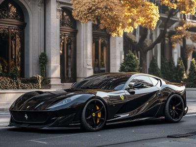 Ferrari 812 Superfast black parking in Boulevard