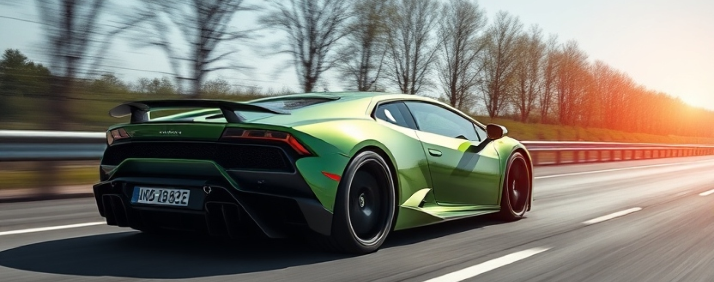 Lamborghini driving in the German highway in top speed