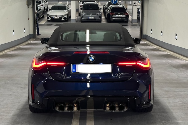 Back View of a BMW M4 Competition Cabrio in Munich