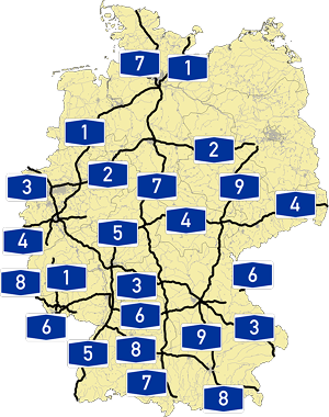 A map shows the whole German Autobahn Routes.