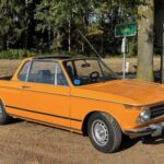 Front View of BMW 2002 Baur Cabrio classic car rental in Munich