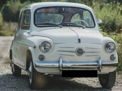 Front View of Fiat 750 Zastava classic car rental in Munich