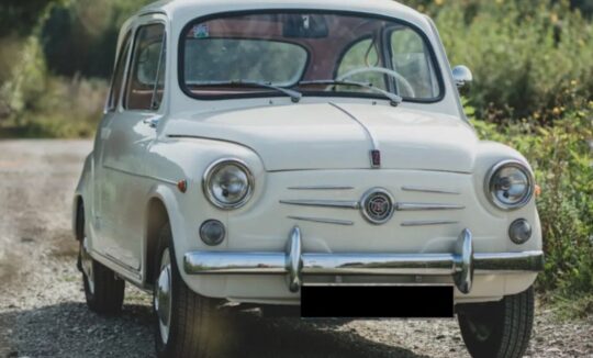 Front View of Fiat 750 Zastava classic car rental in Munich