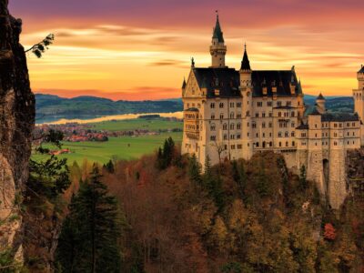 Neuschwanstein Castle in the sunset