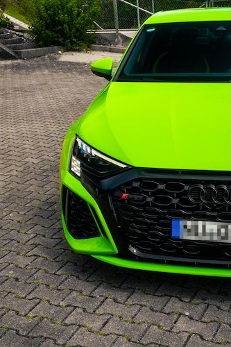 Front View of an Audi RS3 sedan in Ulm