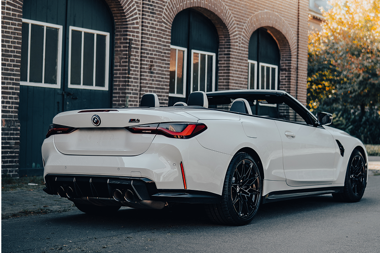 Back view BMW M4 Competition Convertible in the Harz