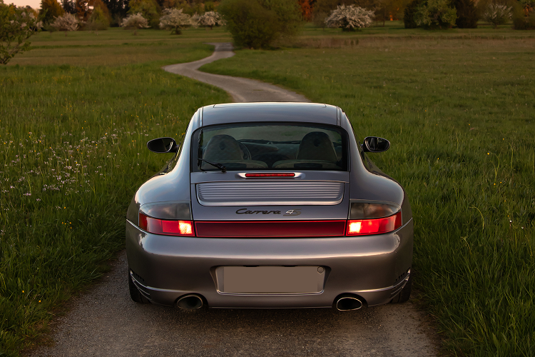 Back view Porsche 911 Carrera 4S in Stuttgart