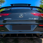 Back view Mercedes-AMG CLA 45 S Coupé in Stuttgart