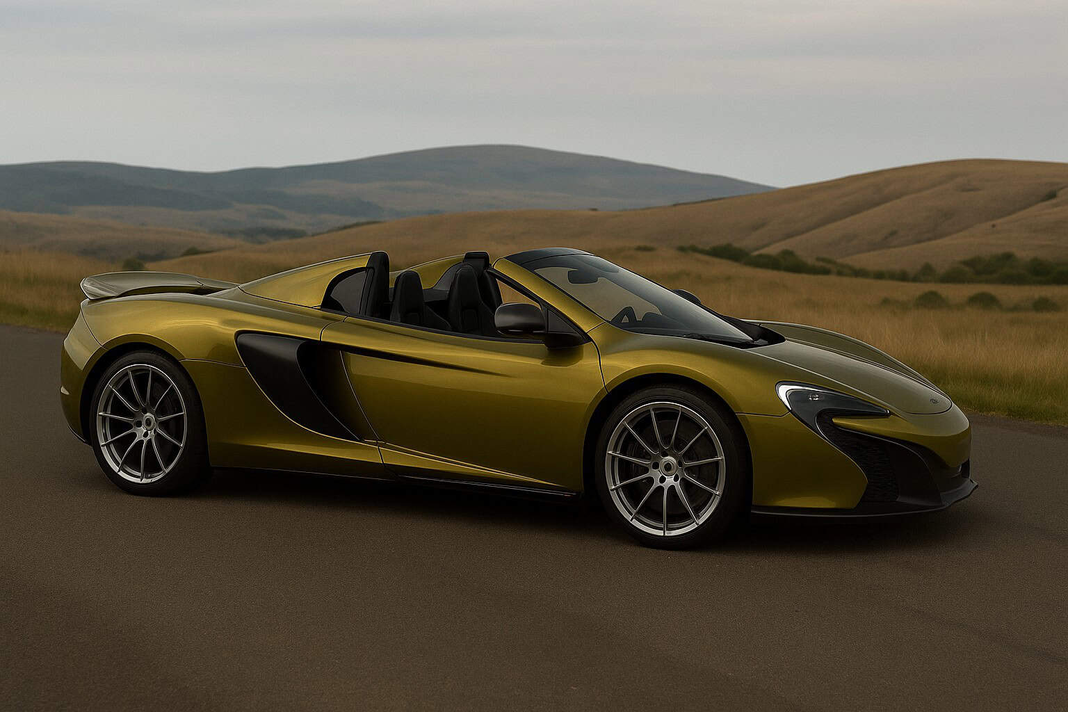 Side view McLaren 675LT Spider in the Schwarzwald