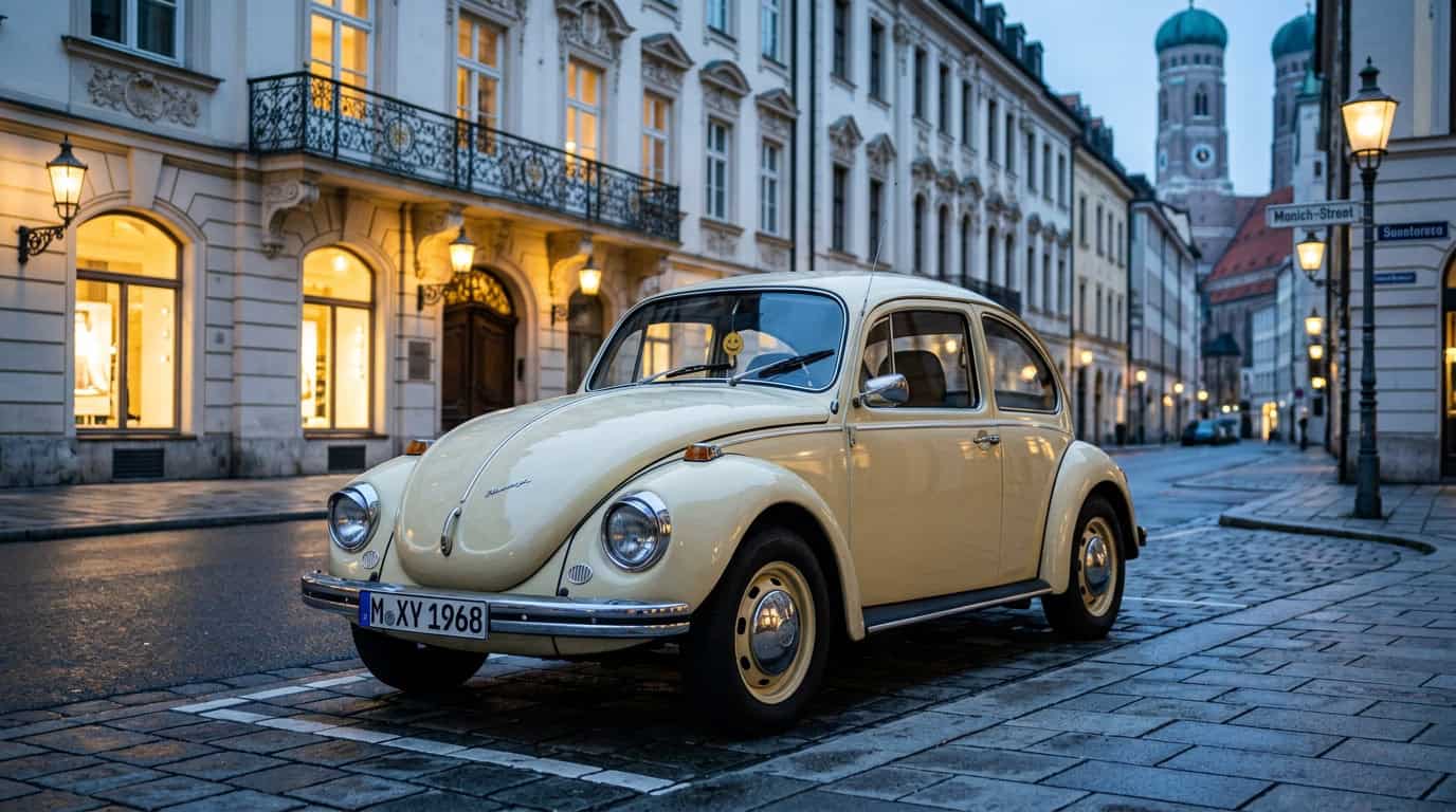 Rent a VW Käfer Limousine Oldtimer in Munich Hero
