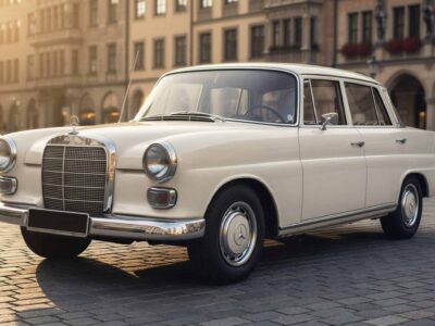 Rent a Mercedes-Benz 200 tail fin classic car in Munich Hero