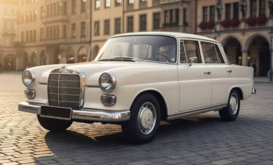 Rent a Mercedes-Benz 200 tail fin classic car in Munich Hero