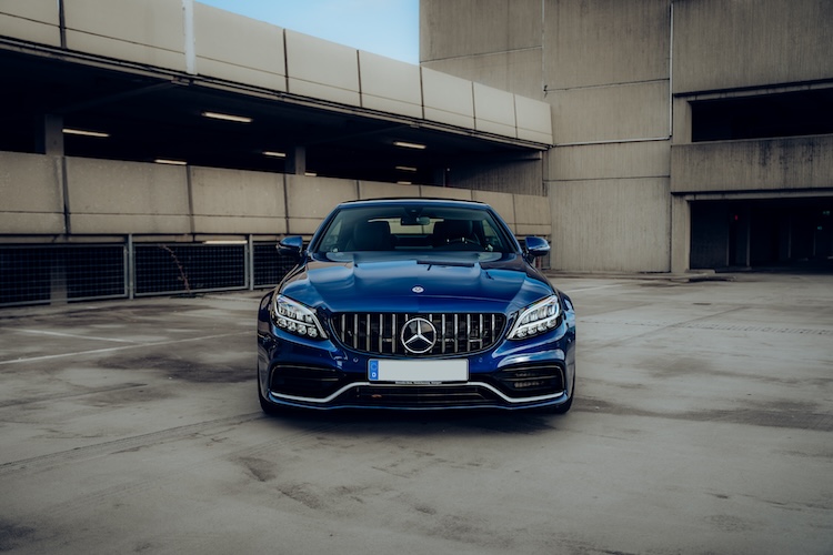 front view from Mercedes C63s AMG Convertible in Stuttgart