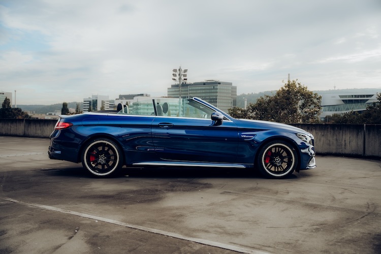 site view from Mercedes C63s AMG Convertible in Stuttgart