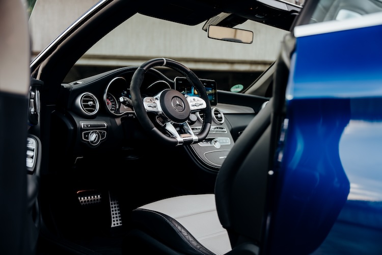 Interior driver from Mercedes C63s AMG Convertible in Stuttgart