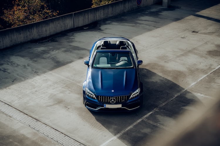 top view from Mercedes C63s AMG Convertible in Stuttgart