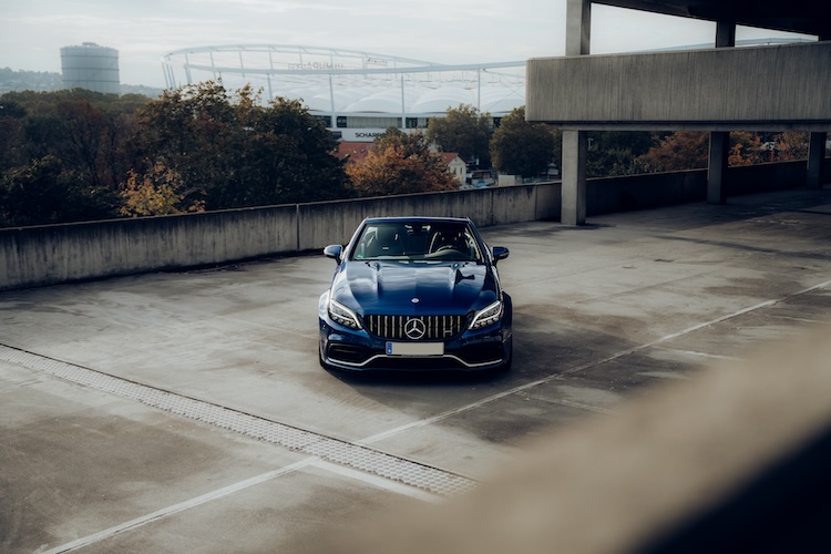 front view from Mercedes C63s AMG Convertible in Stuttgart