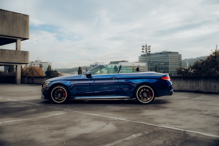 site view from Mercedes C63s AMG Convertible in Stuttgart