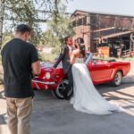 Wedding shoot from Ford Mustang Classic car in Düsseldorf