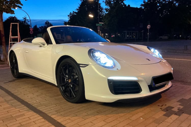front view from Porsche 911 Convertible in Hamburg