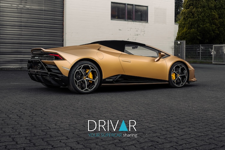 site view back from Lamborghini Huracan EVO Spyder in Hamburg