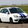 Ford Fiesta drafting on the race track