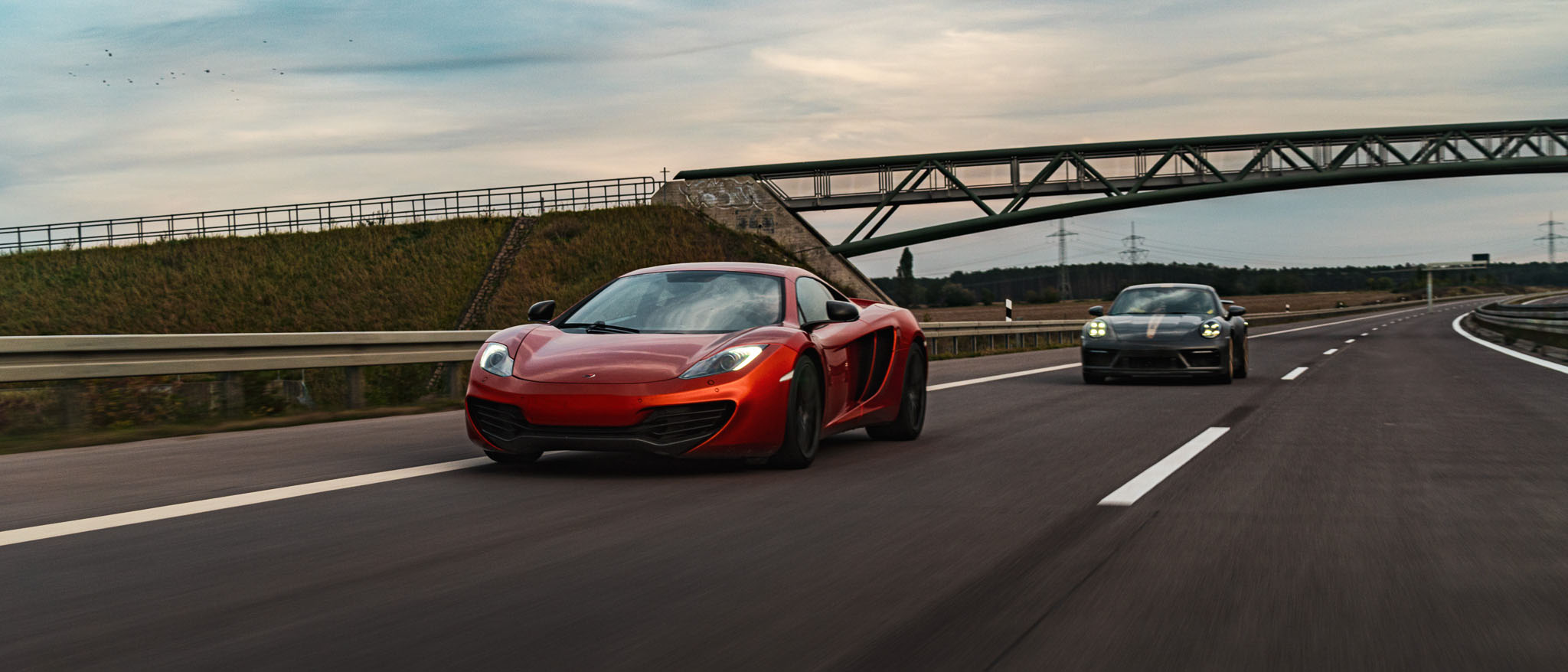 Mclaren and Porsche on German Autobahn