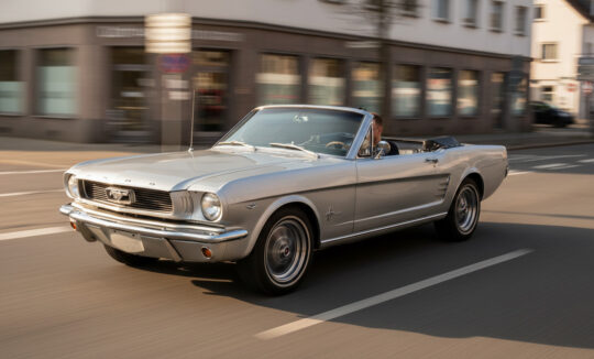 Rent a Ford Mustang classic car convertible in Hannover hero
