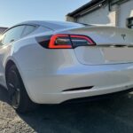 Back of rent a Tesla Model 3 in Berlin
