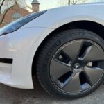 Wheel of rent a Tesla Model 3 in Berlin