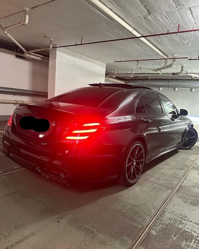 Back view of Rent a Mercedes S500 AMG in Dortmund