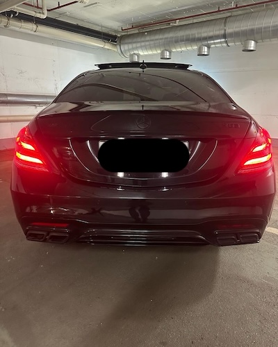 Back view of Rent a Mercedes S500 AMG in Dortmund