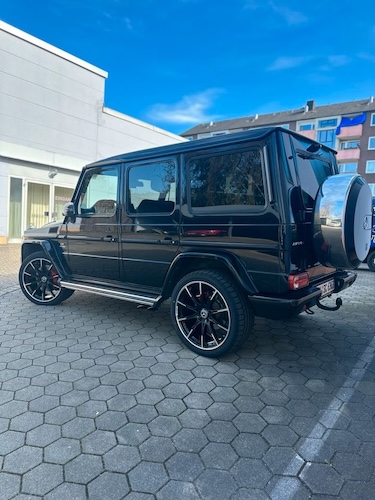 Side view of Rent a Mercedes Benz G63 AMG in Dortmund
