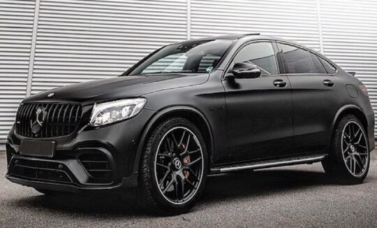 Front view of Rent a Mercedes GLC63 S AMG in Dortmund