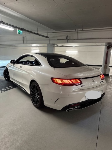 Back view of Rent a Mercedes S500 S63 AMG in Dortmund