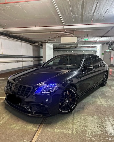 Front view of Rent a Mercedes S500 AMG in Dortmund