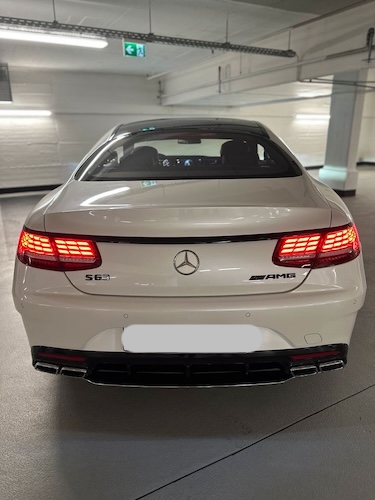 Back view of Rent a Mercedes S500 S63 AMG in Dortmund