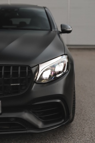 Front lights of Rent a Mercedes GLC63 S AMG in Dortmund