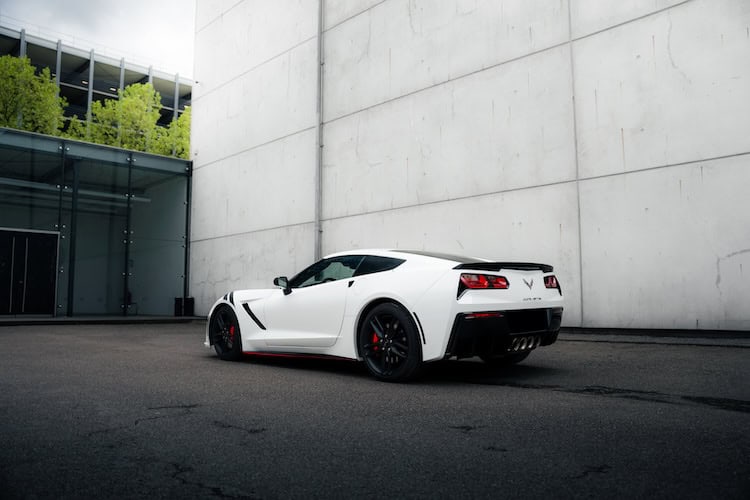 Back view from Chevrolet Corvette C7 Stingray in Stuttgart