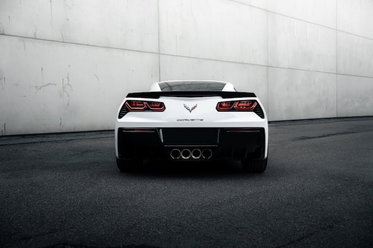 Back view from Chevrolet Corvette C7 Stingray in Stuttgart
