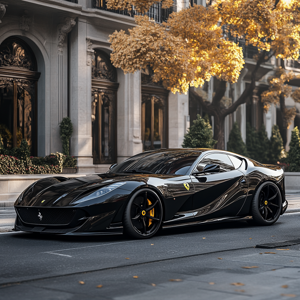 Ferrari 812 Superfast black parking in Boulevard