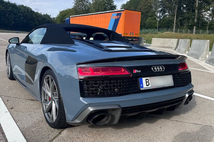 Back view of Audi R8 V10 Spyder in Berlin