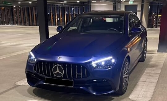 Front View of Mercedes E63 AMG in Frankfurt
