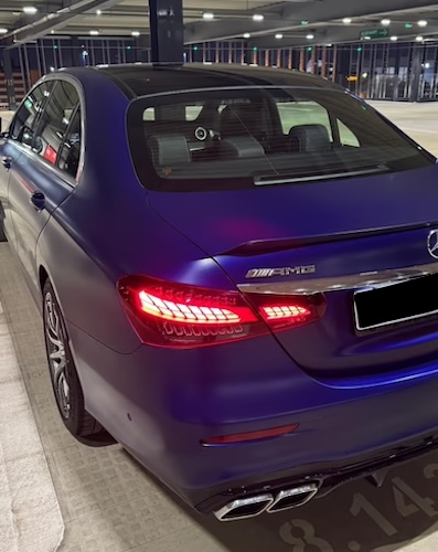 Back View of Mercedes E63 AMG in Frankfurt