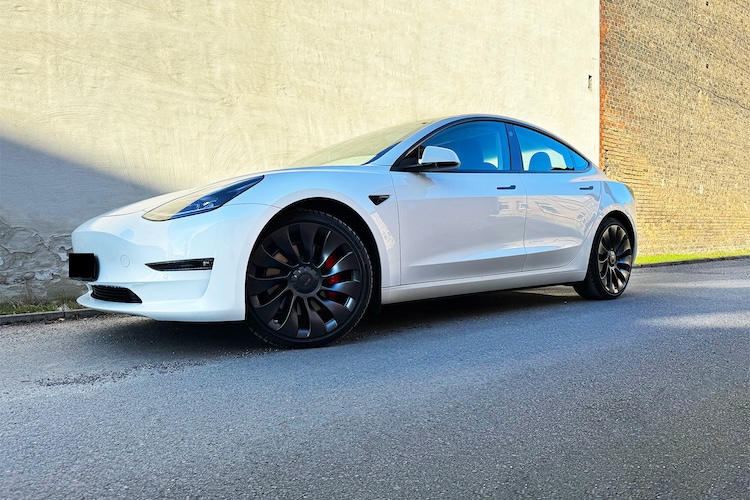 Side View of Tesla Model 3 Performance in Berlin