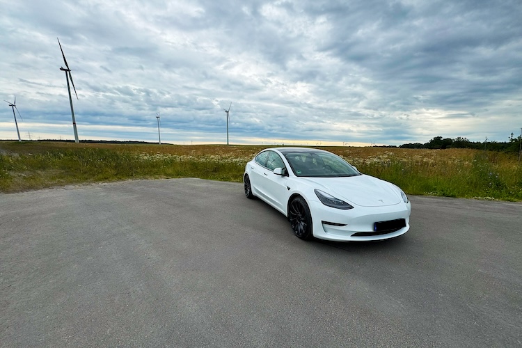 Front View of Tesla Model 3 Performance in Berlin