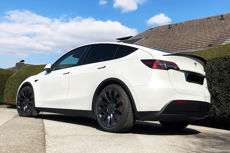 Back View of Tesla Model Y Performance in Berlin
