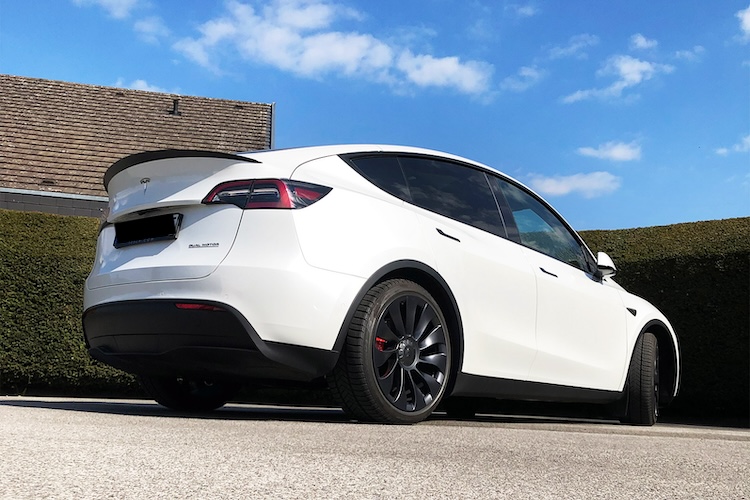 Back View of Tesla Model Y Performance in Berlin